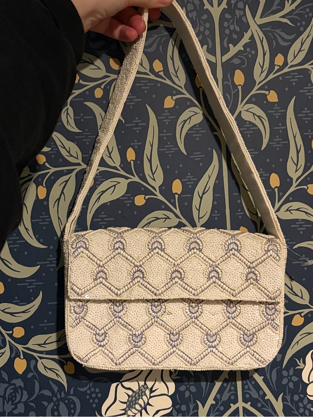 Anthro beaded bag - cream